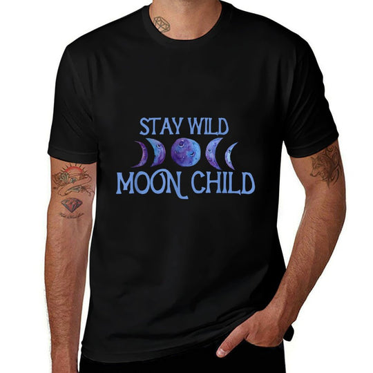 Stay Wild Moon Child T-shirt Moonchild Artwork Moon Phases  Wrinkle-resistant T-Shirt