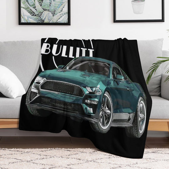 Bullitt Mustang GT 5.0L V8 Classic Steve Mcqueen Muscle Car Travel-friendly Throw Blanket