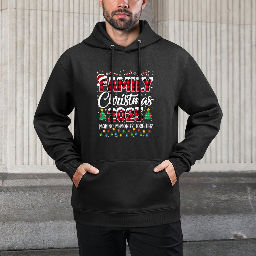 Family Christmas 2025 Matching Squad Santa Red Plaid Xmas Layering Staple Hoodie