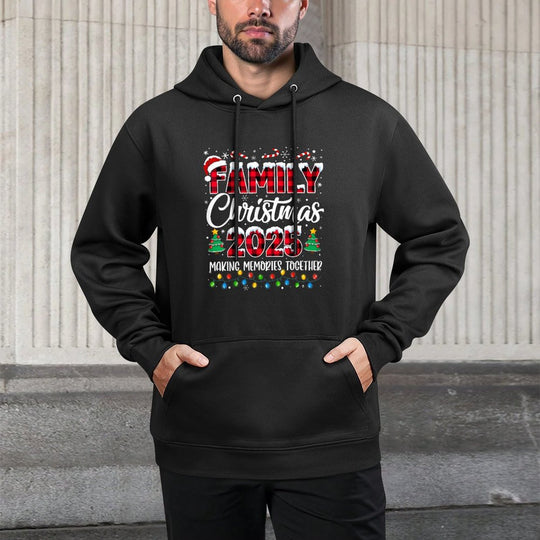 Family Christmas 2025 Matching Squad Santa Red Plaid Xmas Layering Staple Hoodie