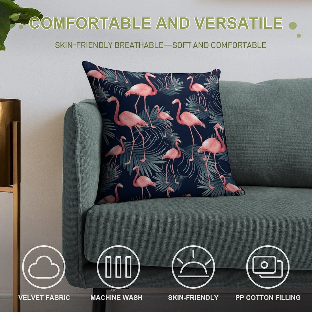 Summer Flamingo Palm Night Vibes #1 #tropical #decor #art Soft Ultra-Soft Texture Throw Pillow