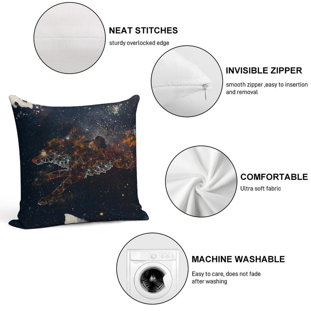 Celestial Wolf Soft Shrink-Resistant Throw Pillow
