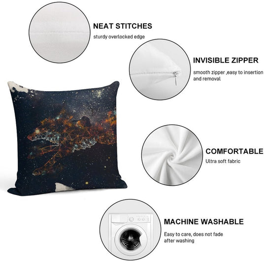 Celestial Wolf Soft Shrink-Resistant Throw Pillow