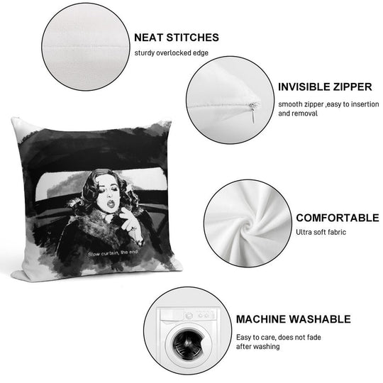 Slow Curtain, The End Soft Fade-Resistant Throw Pillow
