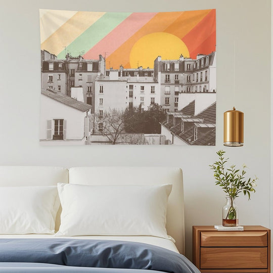 Rainbow Sky Above Paris Tapestry