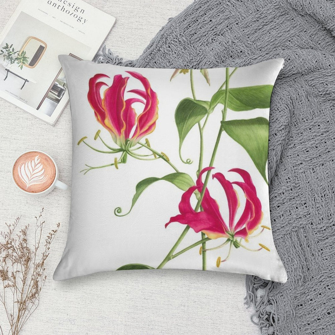 Gloriosa Rothschildiana  -  Flame Lily Soft Warmth Comfort Throw Pillow