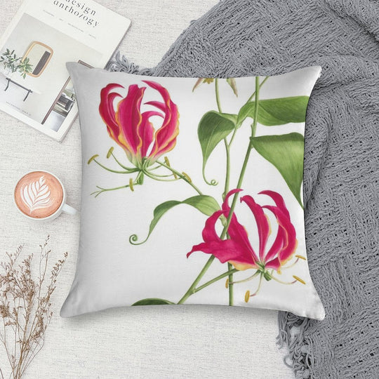 Gloriosa Rothschildiana  -  Flame Lily Soft Warmth Comfort Throw Pillow