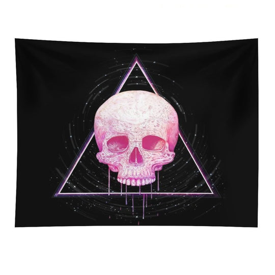 Skull in Triangle on Black Tapestry