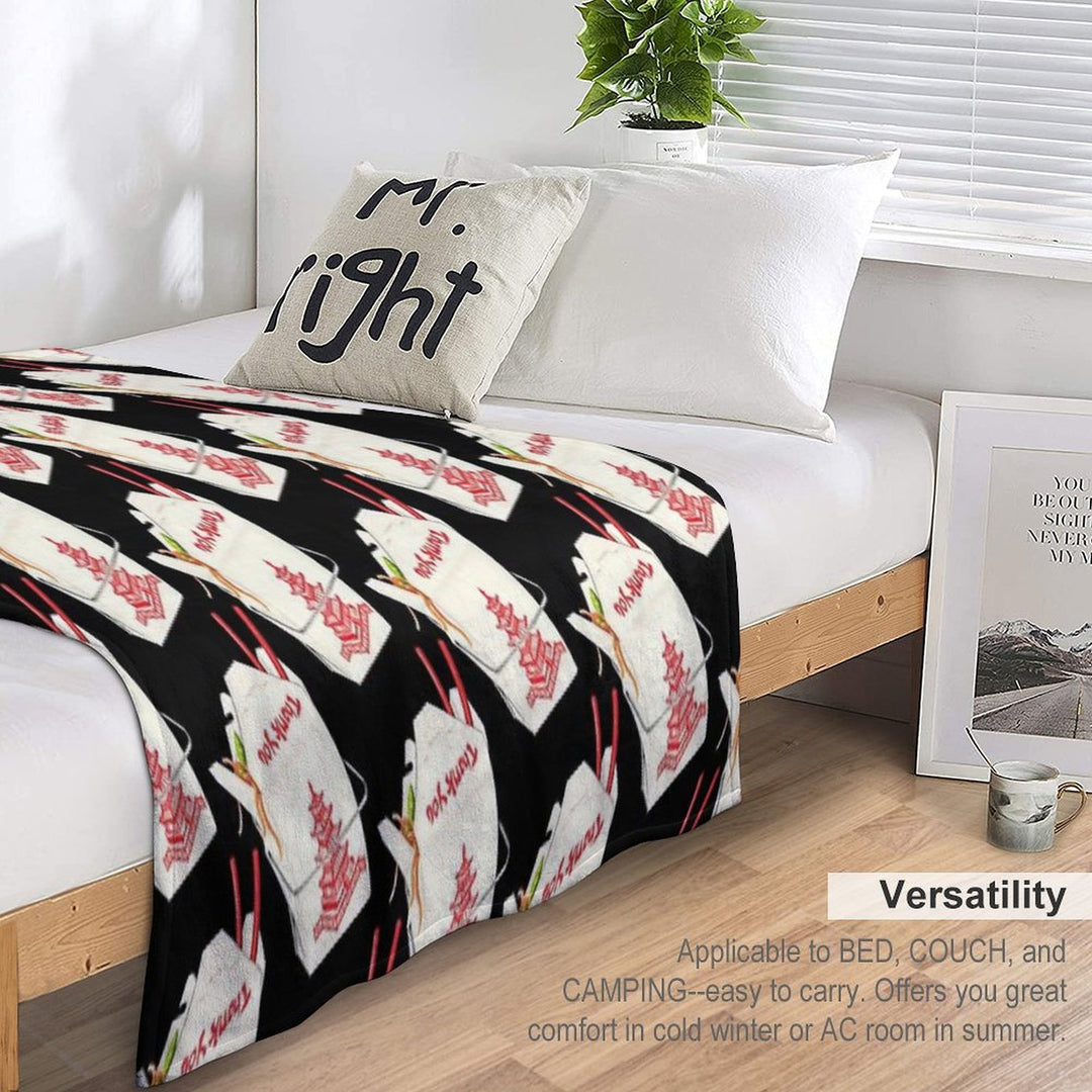 Chinese Takeout Pattern - Black Lightweight Throw Blanket