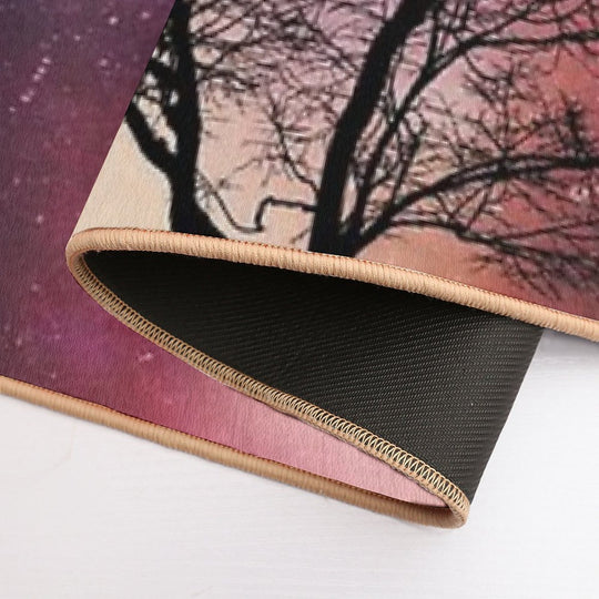 Moon Tree - Magical Night Scene with Tree And Full Moon  Fade-Resistant Bath Mat