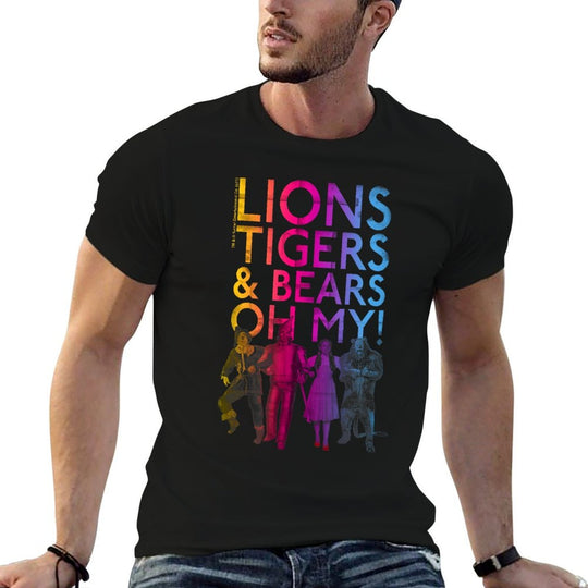 Wizard of OZ Lions, Tigers, Bears  Rolled Sleeves T-Shirt
