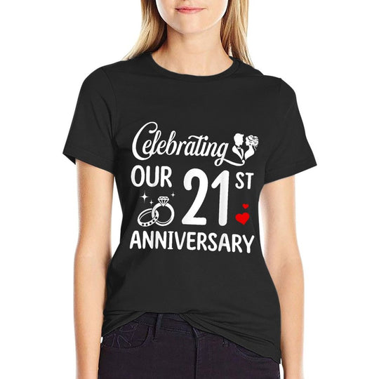 Celebrating Our 21st Wedding Anniversary Marriage 21 Years  Affordable Price T-Shirt