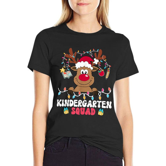 Kindergarten Squad Reindeer Christmas Teacher Xmas  Tagless Design T-Shirt