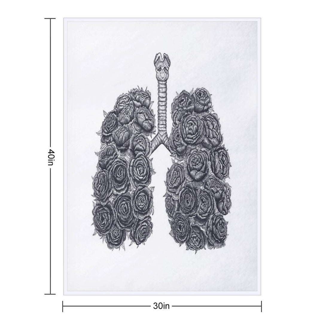 Lungs with Peonies Plush Throw Blanket