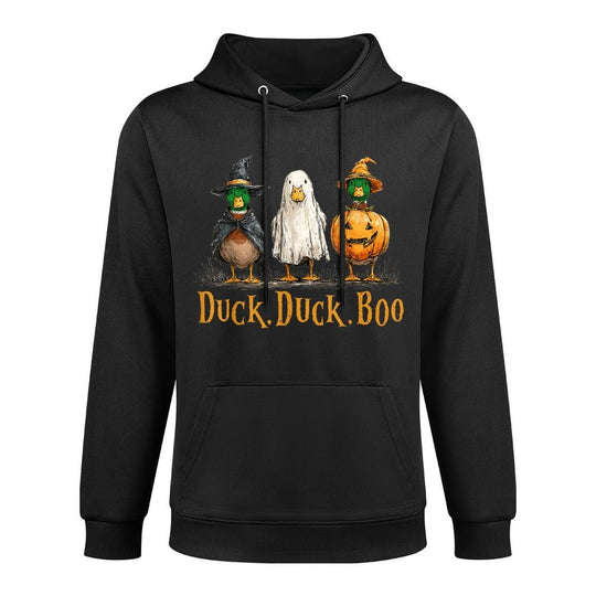 Duck Duck Boo Funny Duck Goose Witch Pumpkin Halloween Layering Staple Hoodie