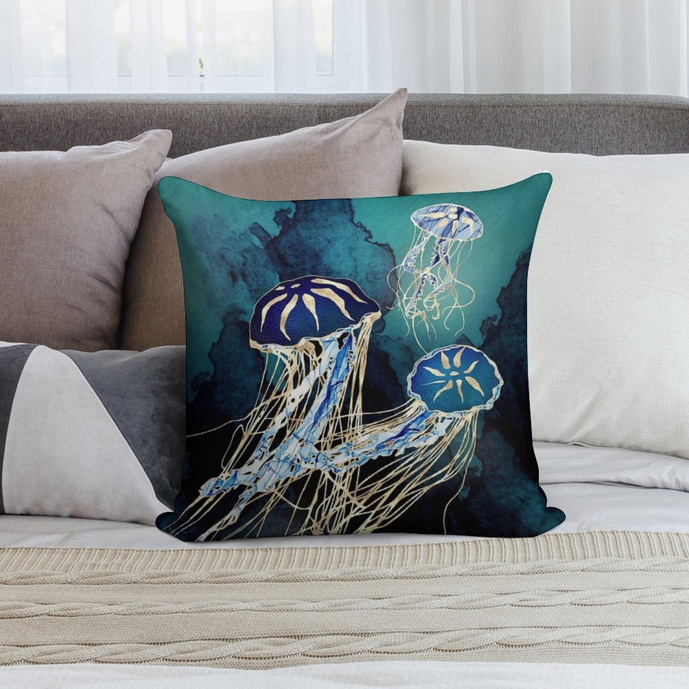 Metallic Jellyfish III Soft Multiple Sizes Throw Pillow