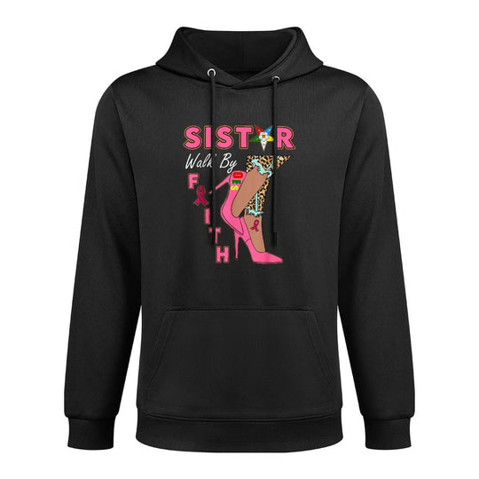 OES SiStar Leopard Walk By Faith Breast Cancer Awareness Moisture-Wicking Hoodie