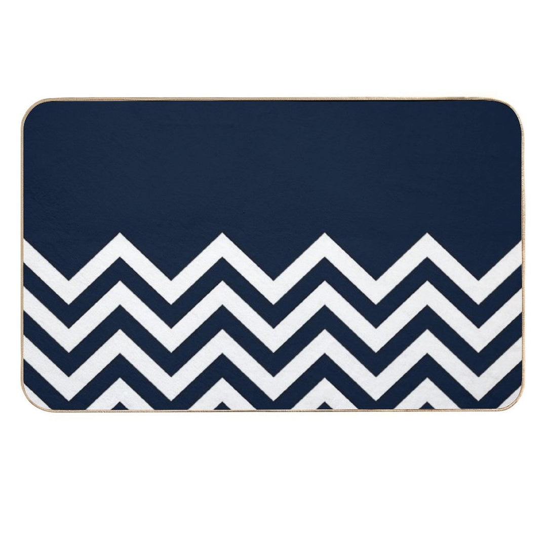 White And Navy Chevron Elegant Pattern  Multi-Purpose Bath Mat