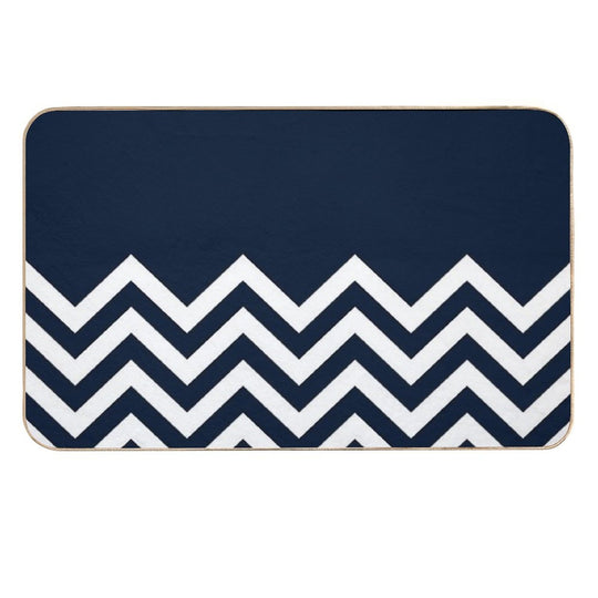 White And Navy Chevron Elegant Pattern  Multi-Purpose Bath Mat
