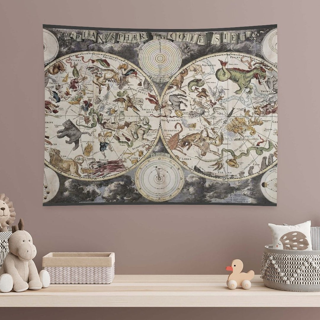 Vintage Celestial Star Map Tapestry