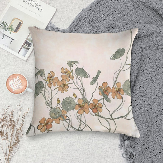 Winding - Floral Watercolour Soft Durable Construction Throw Pillow