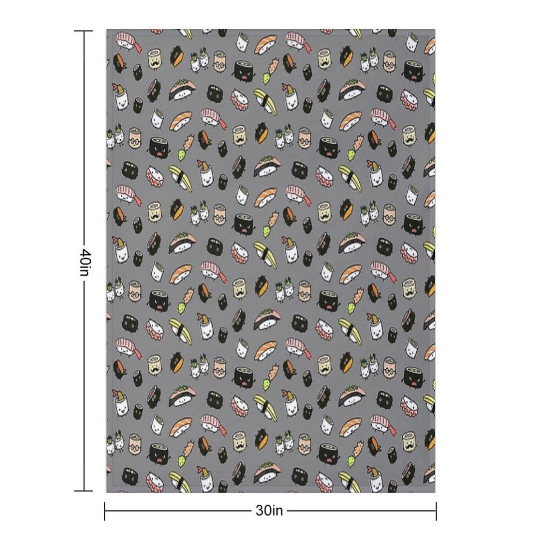 Kawaii Sushi Party Machine-washable Throw Blanket