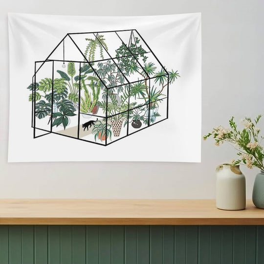 Greenhouse with Plants Tapestry