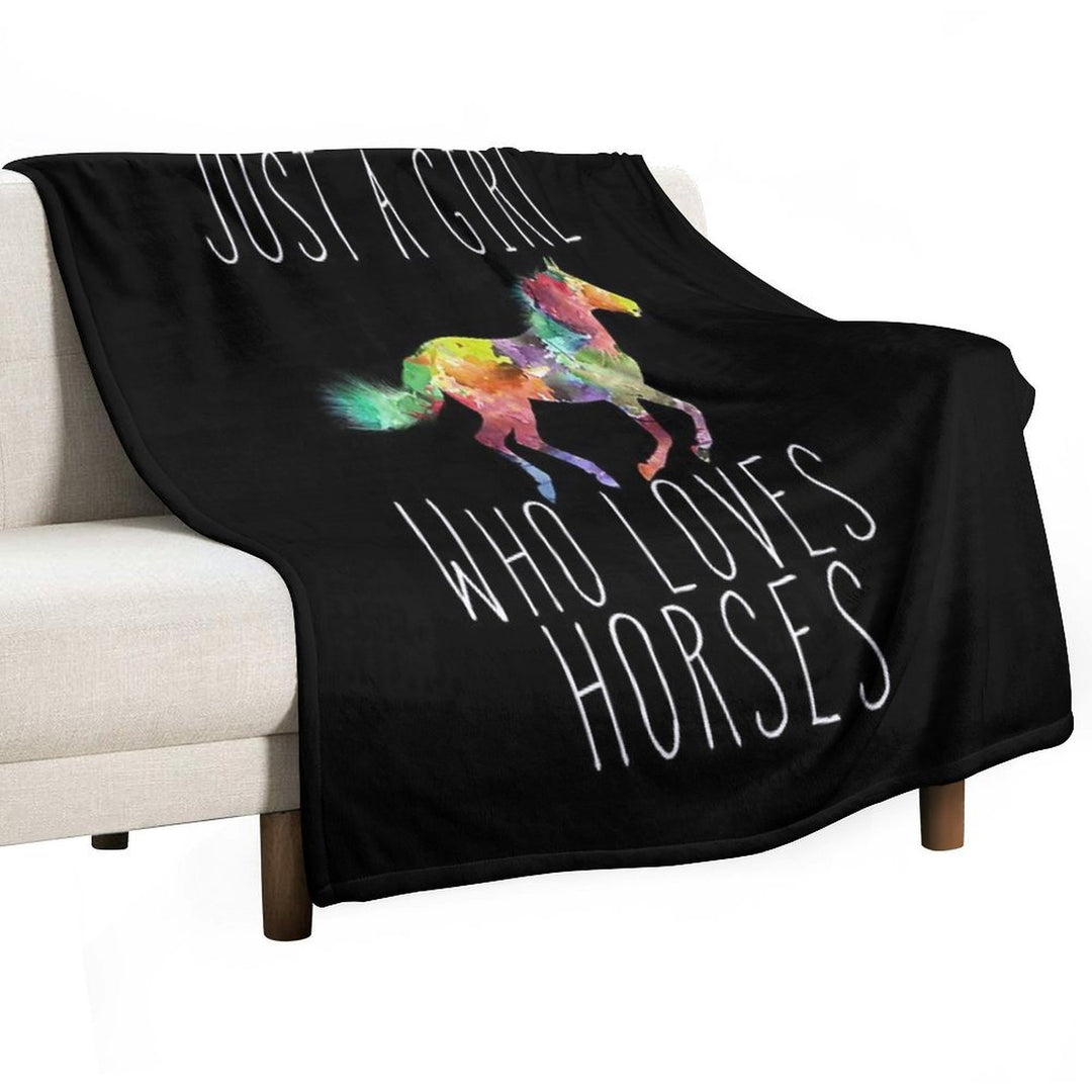 Just A Girl Who Loves Horses Travel-friendly Throw Blanket