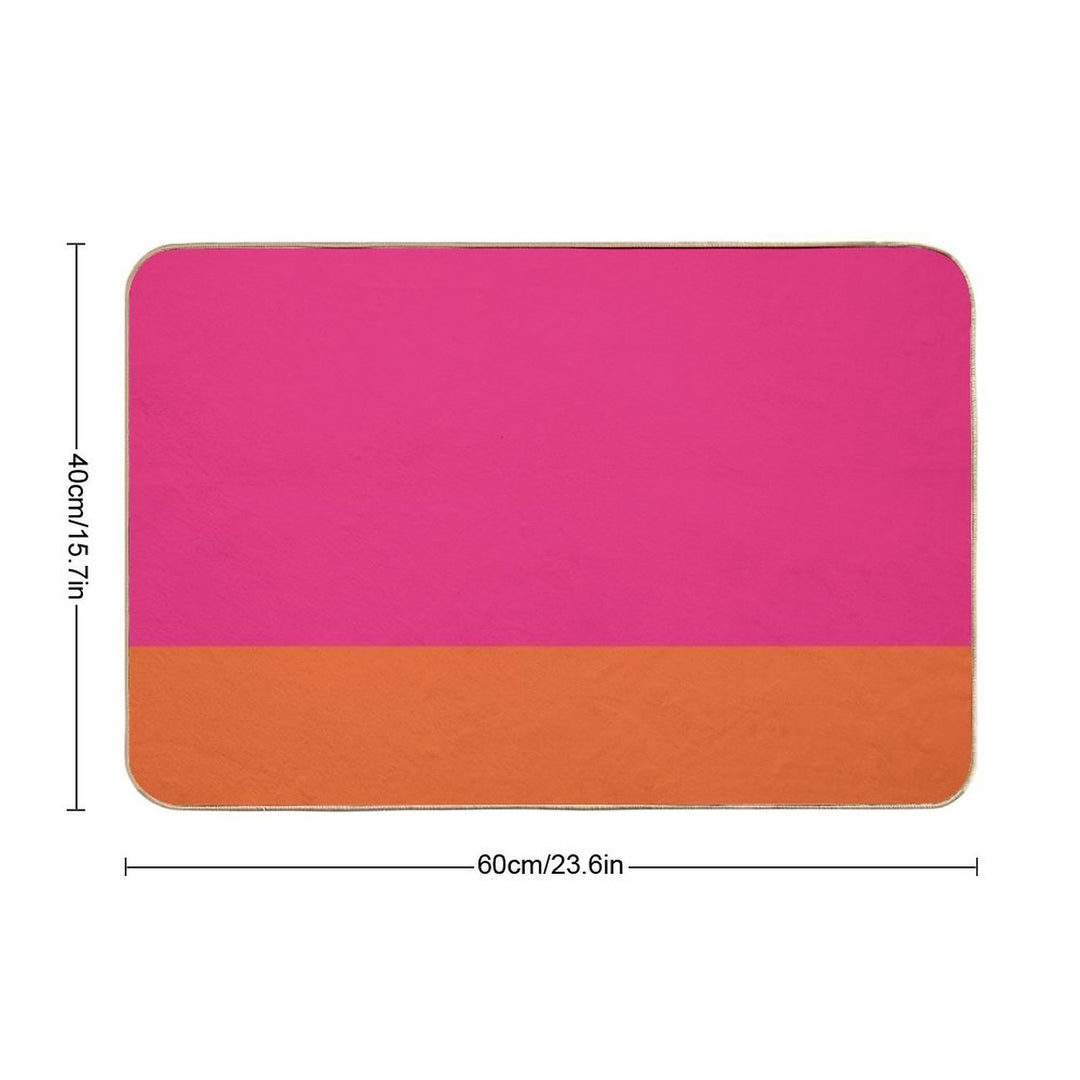 Hot Neon Pink And Orange Pop Minimalist Solid Color Block  Eco-Friendly Bath Mat