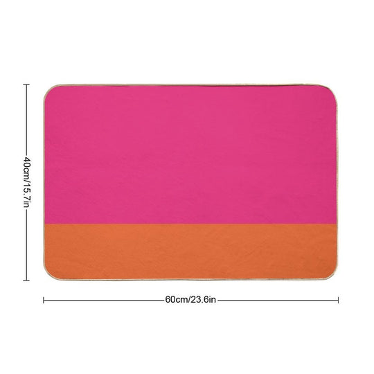Hot Neon Pink And Orange Pop Minimalist Solid Color Block  Eco-Friendly Bath Mat
