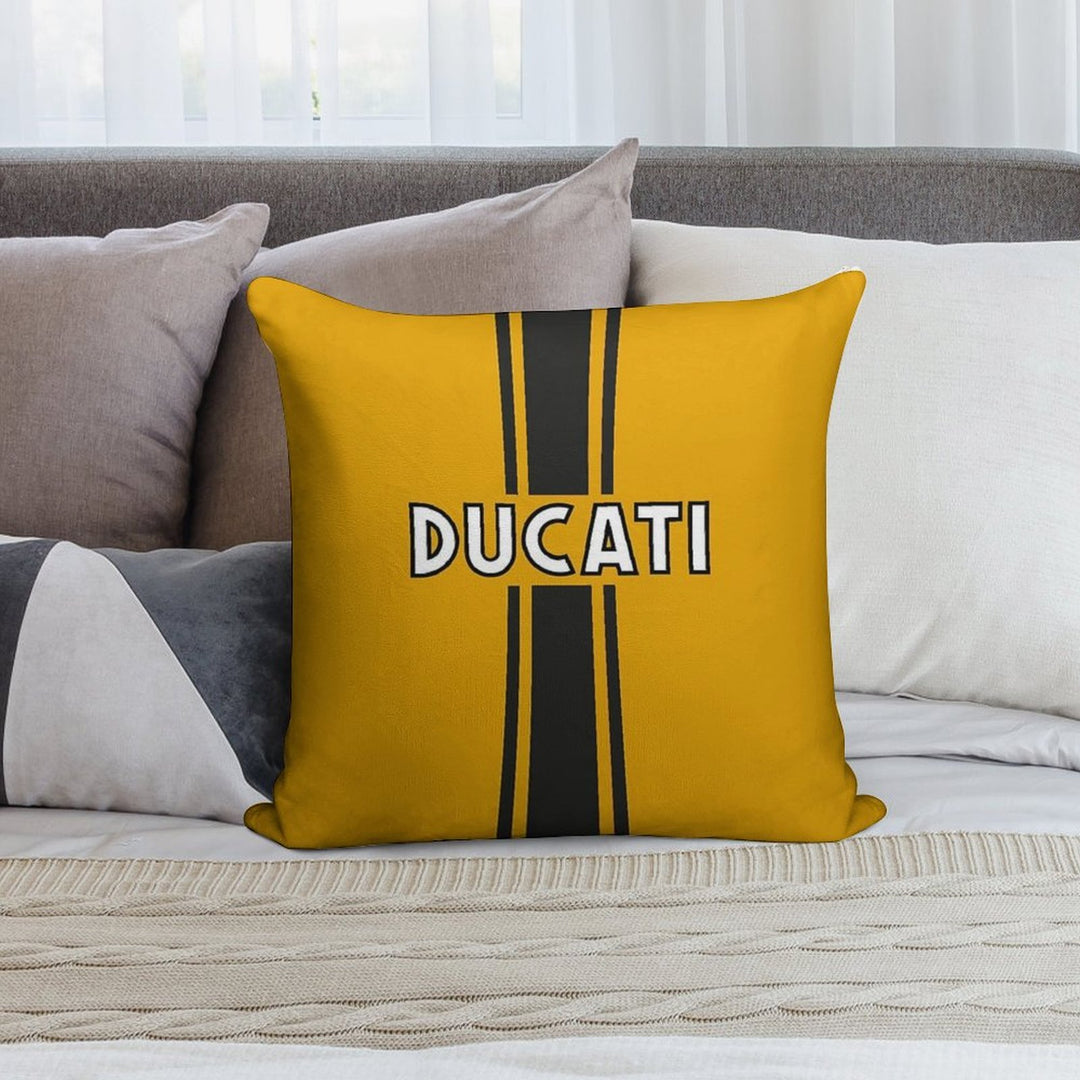 Retro Ducati Graphic Soft Reinforced Edging Throw Pillow