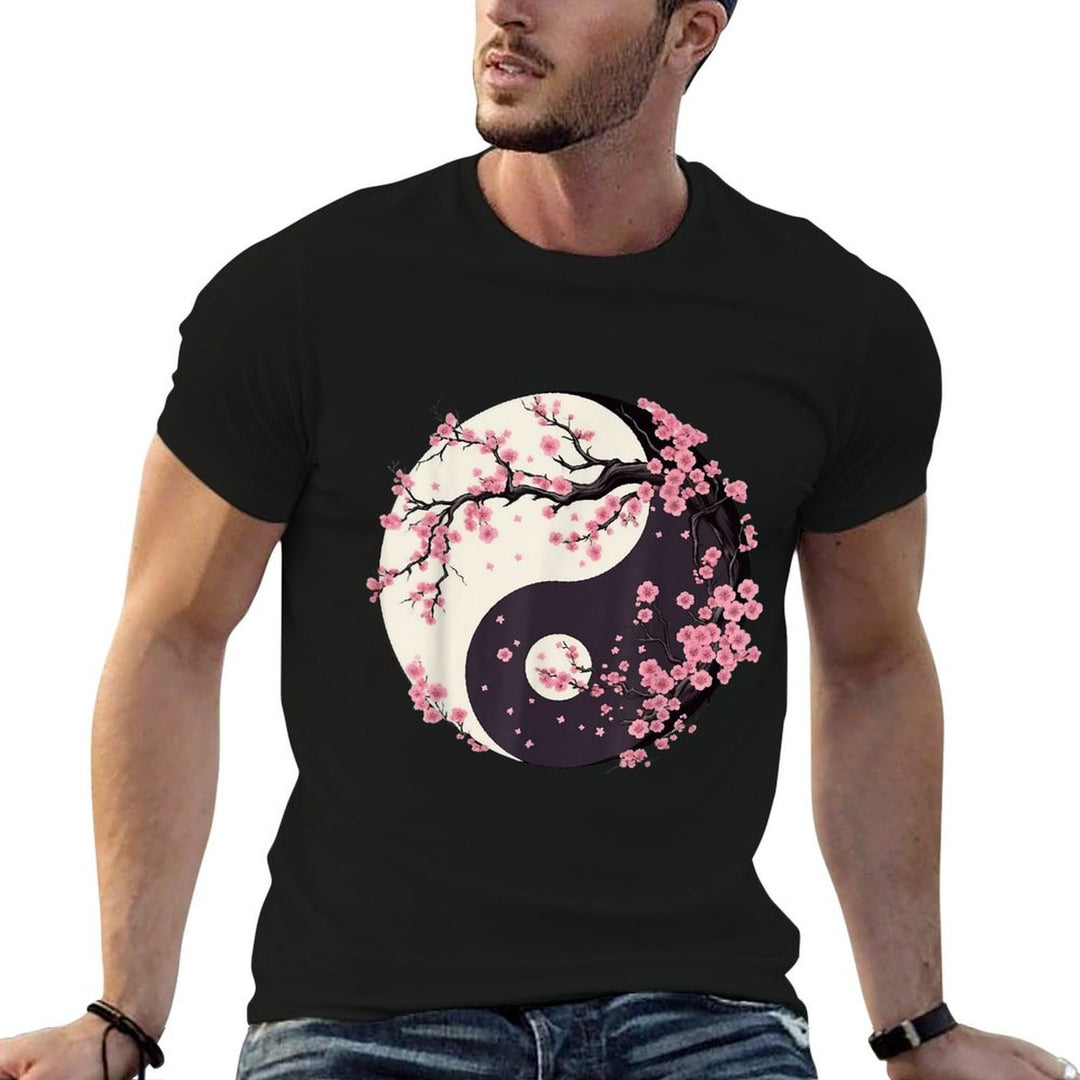 Cherry Blossom Yin Yang Tree of Life Moon Sun Duality  Quick-drying T-Shirt