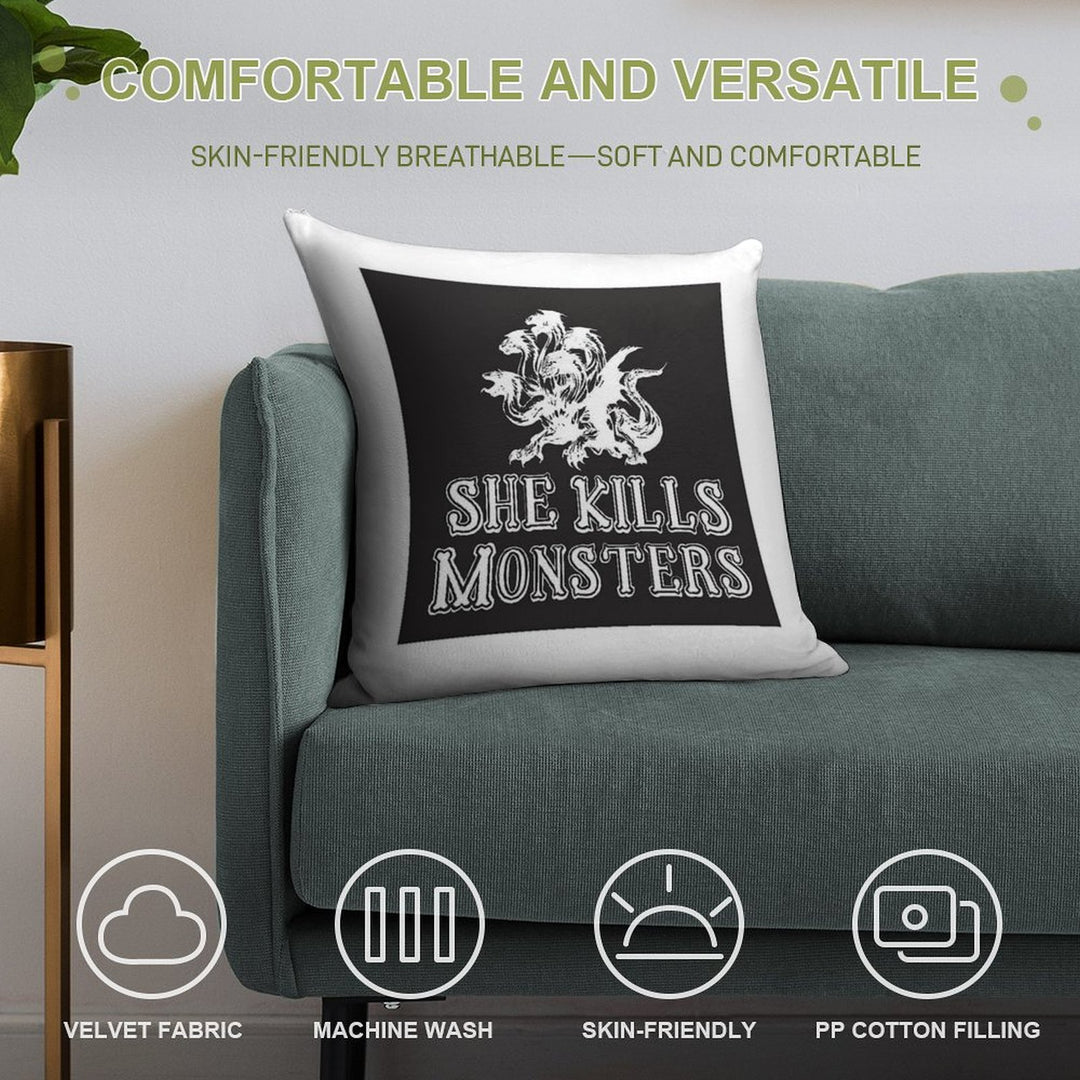 She Kills Monsters Soft Washable Throw Pillow
