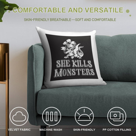 She Kills Monsters Soft Washable Throw Pillow
