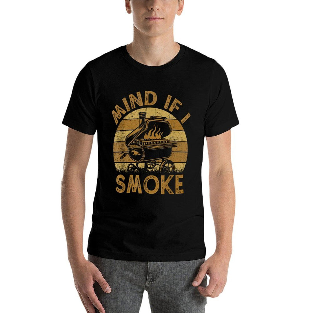 Mind If I Smoke Funny BBQ Barbeque Grilling Chef Dad  Polyester Blend T-Shirt