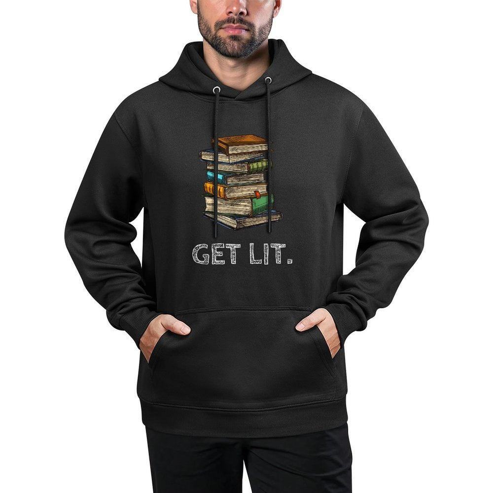 Get Lit Book Funny Book Lover Meme Reading Books Bookworm Pilling-Resistant Hoodie