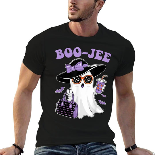 Boo Jee Ghost Drinking Coffee Bow Halloween Women  Odor-resistant T-Shirt
