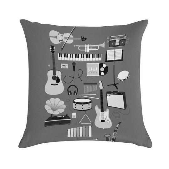 Music Things Soft Short Plush Fabric Throw Pillow