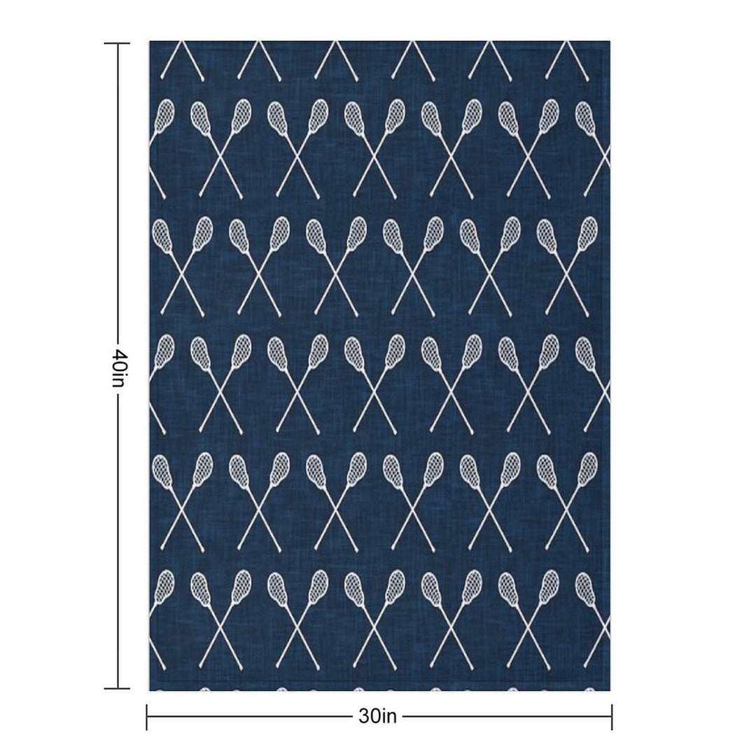 Lacrosse Crossed Sticks - Navy Durable Throw Blanket