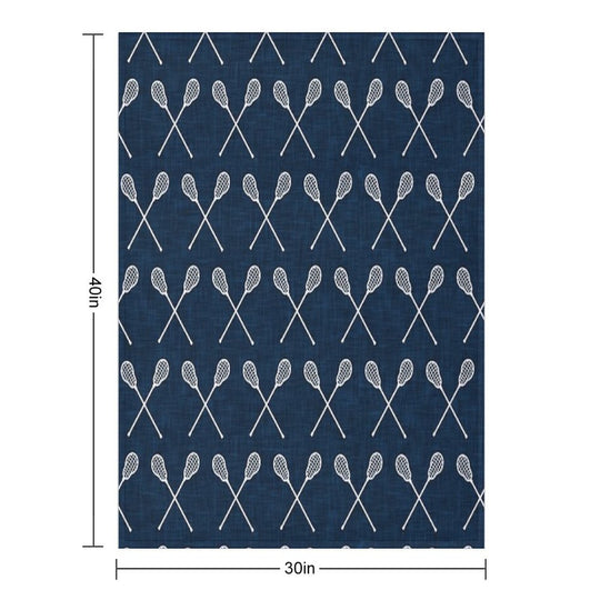 Lacrosse Crossed Sticks - Navy Durable Throw Blanket