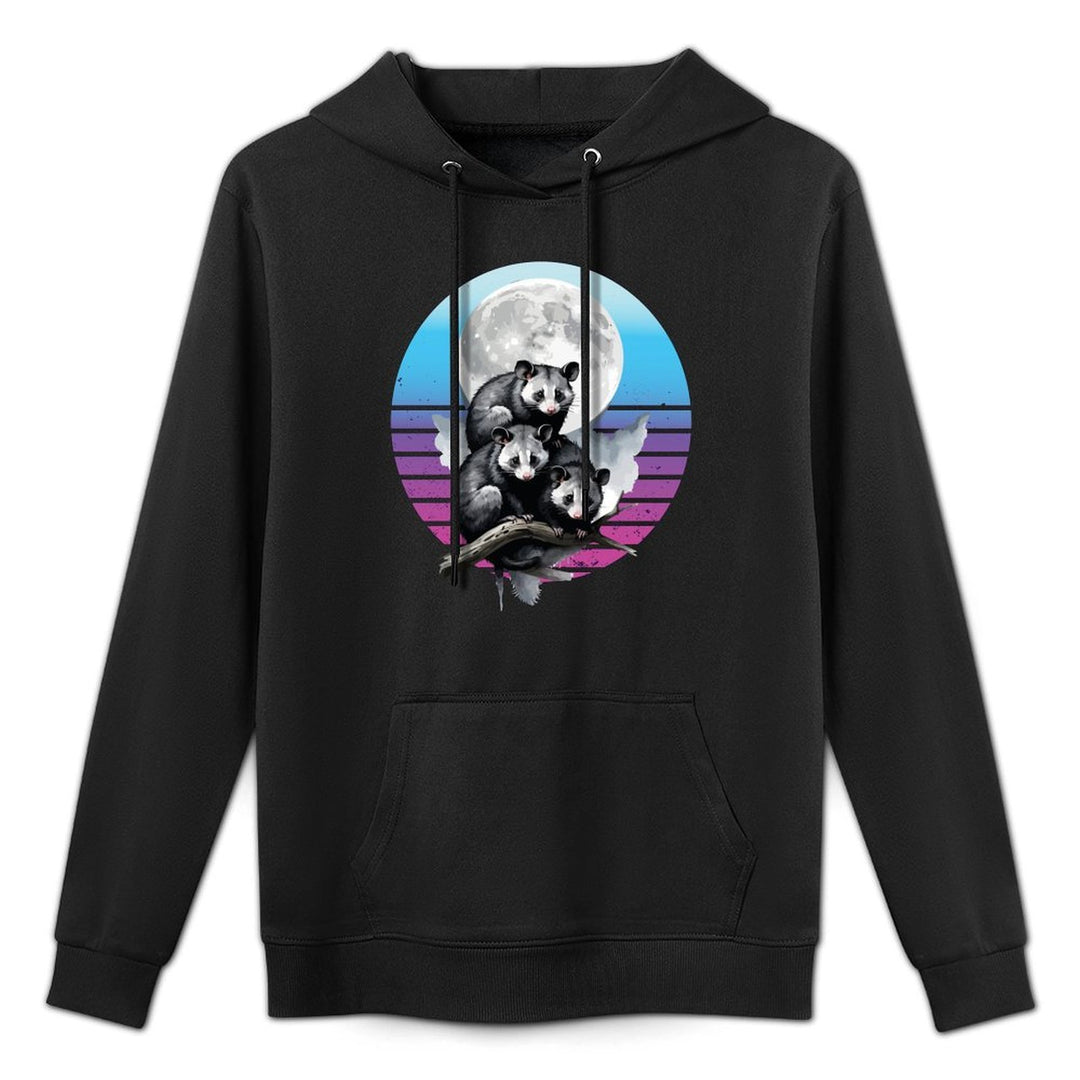 Opossums Moon Branch Twilight Night Cute Calming Animals Easy Care Hoodie
