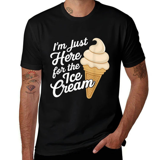 Just Here For The Vanilla Soft Serve Ice Cream Cone Meme Men Women Kids  Quick-drying T-Shirt
