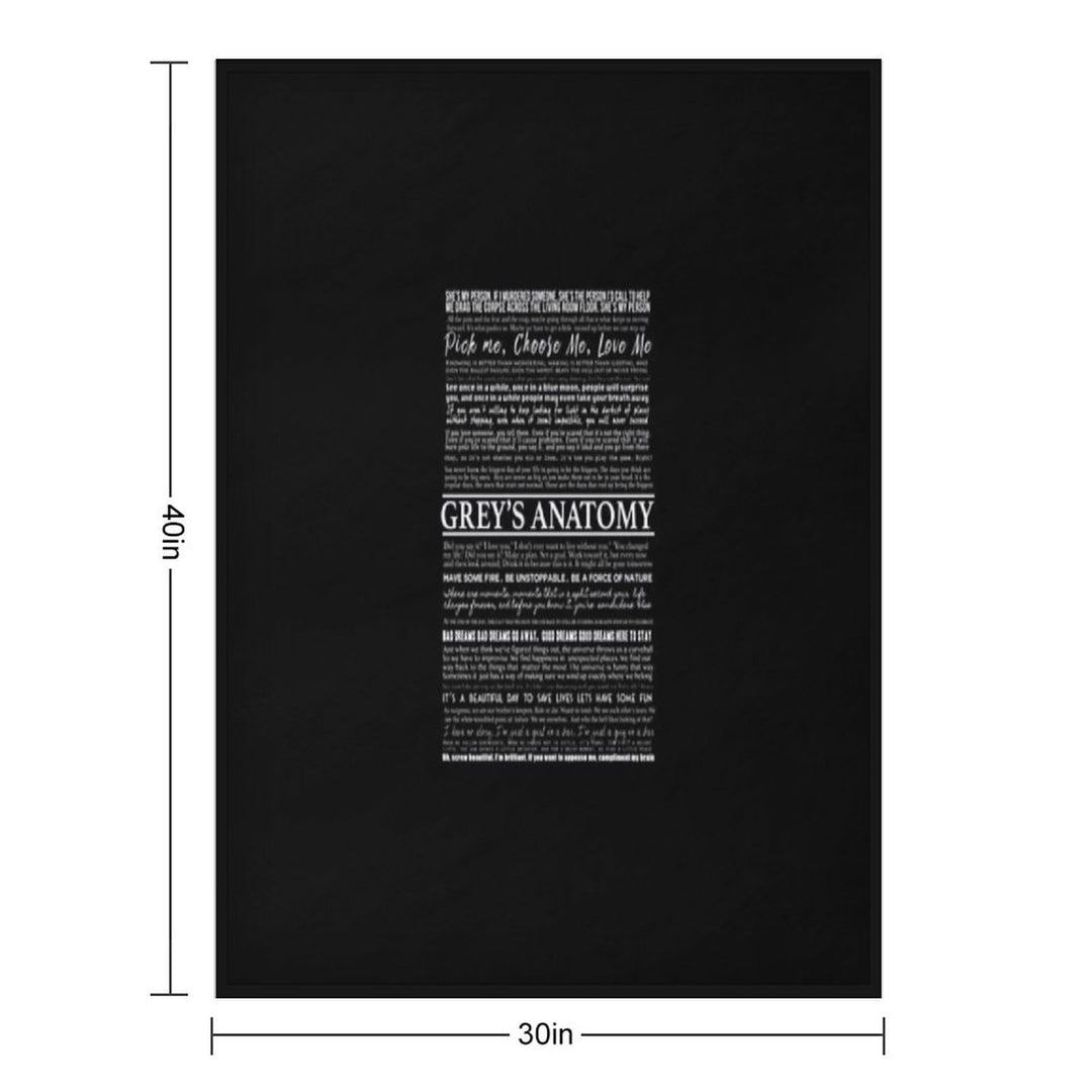Typography Black Easy Care Throw Blanket