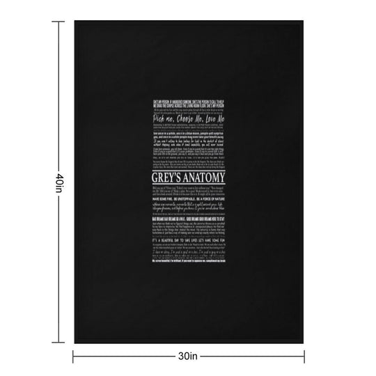 Typography Black Easy Care Throw Blanket