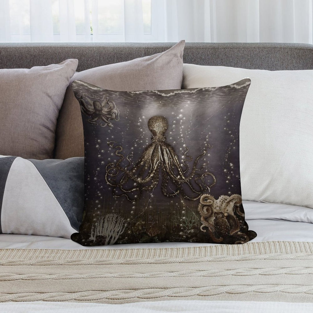 Octopus' Lair - Old Photo Soft Decorative Cover Throw Pillow