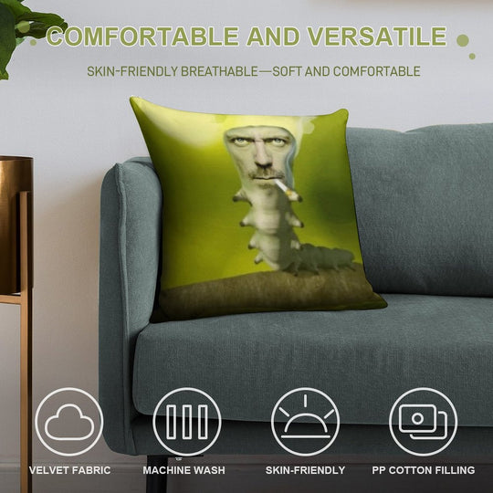 House Caterpillar Meme Soft Washable Throw Pillow