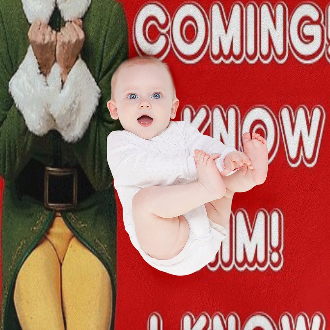 SANTA'S COMING! I KNOW HIM! Elf The Movie Will Ferrell Buddy Christmas Lightweight Throw Blanket