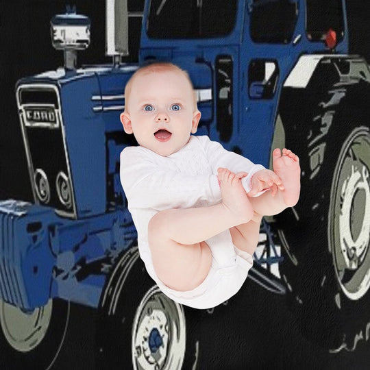 Old Ford Tractor Blue Sustainable Throw Blanket