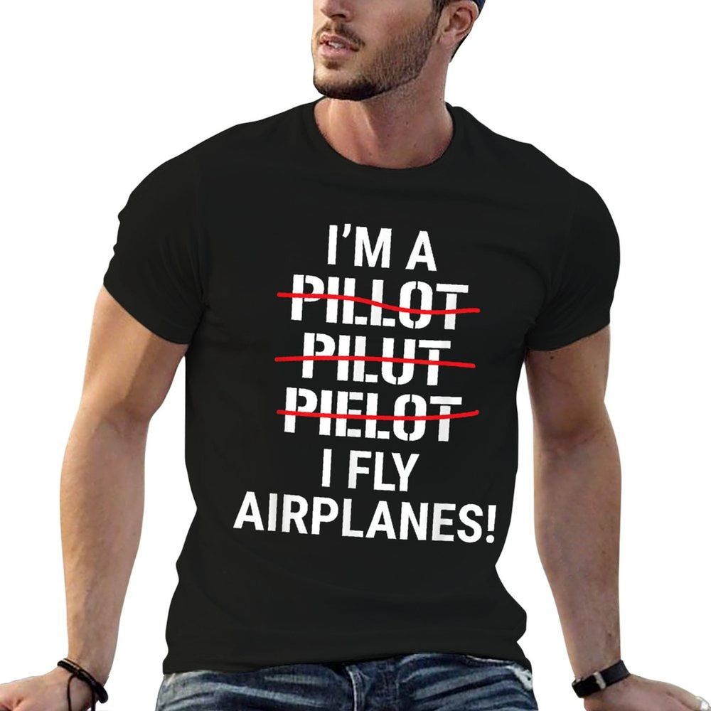 Im A Pilot I Fly Airplanes Funny Aviation Grammar  Heathered Texture T-Shirt