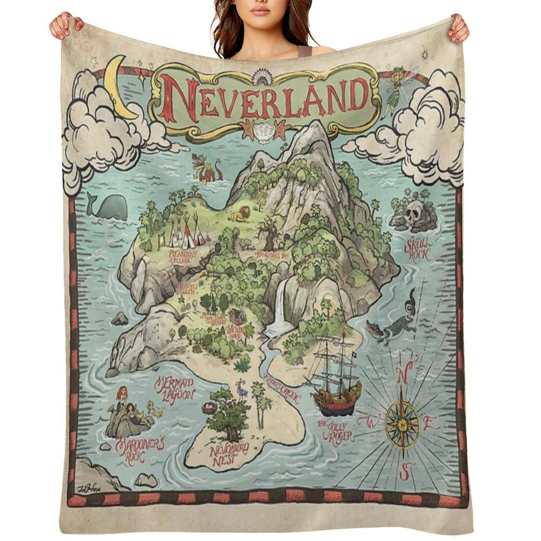 Neverland Map Machine-washable Throw Blanket